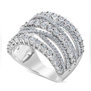 Gorgeous diamond multi-row cross over ring (1 ct. t.w.) in sterling silver